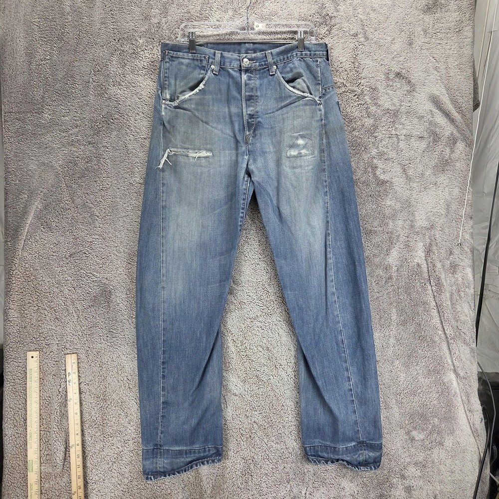 Vintage Levis Engineered Jeans Mens Blue Twisted Thrashed Button Fly Fits 32x32